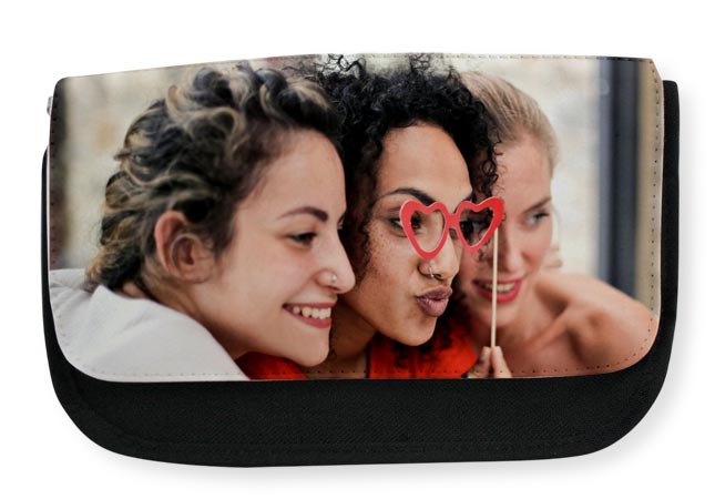 Personalized black cosmetic case with photo