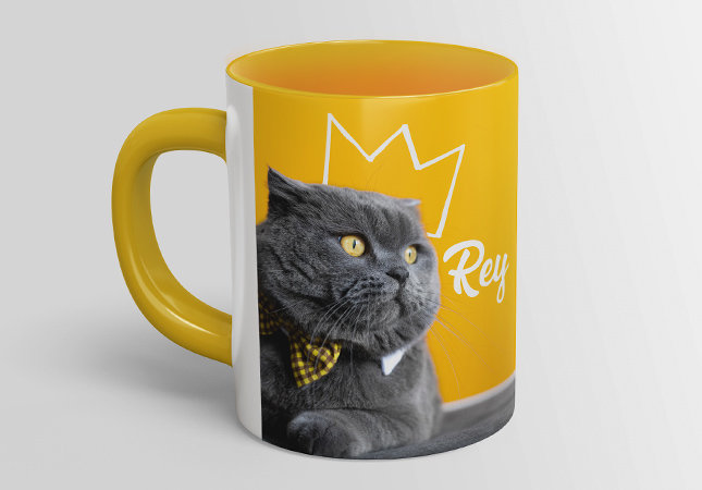 Taza personalizada con asa interior amarillo