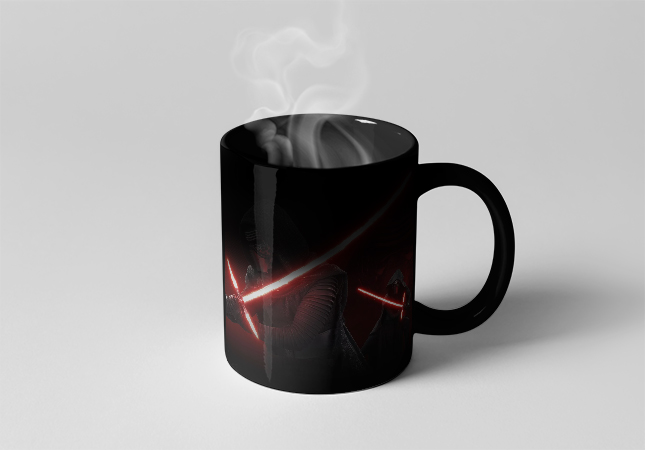 Taza mágica negra personalizada con foto